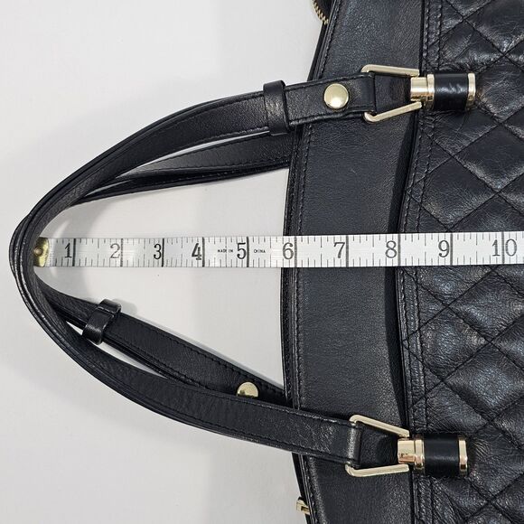 Persaman New York Anabela Quilted Black Leather Satchel Bag Convertible Handles - Picture 6 of 12